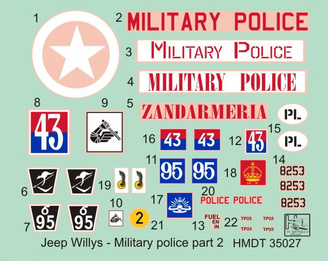 H-Model Decals HMT35027 1:35 Willys Jeep MB/U.S