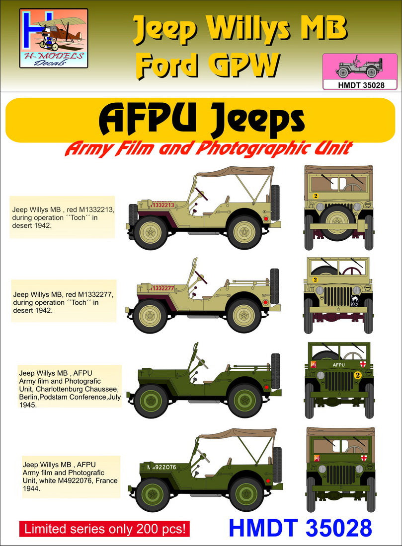 H-Model Decals HMT35028 1:35 Willys Jeep MB/U.S