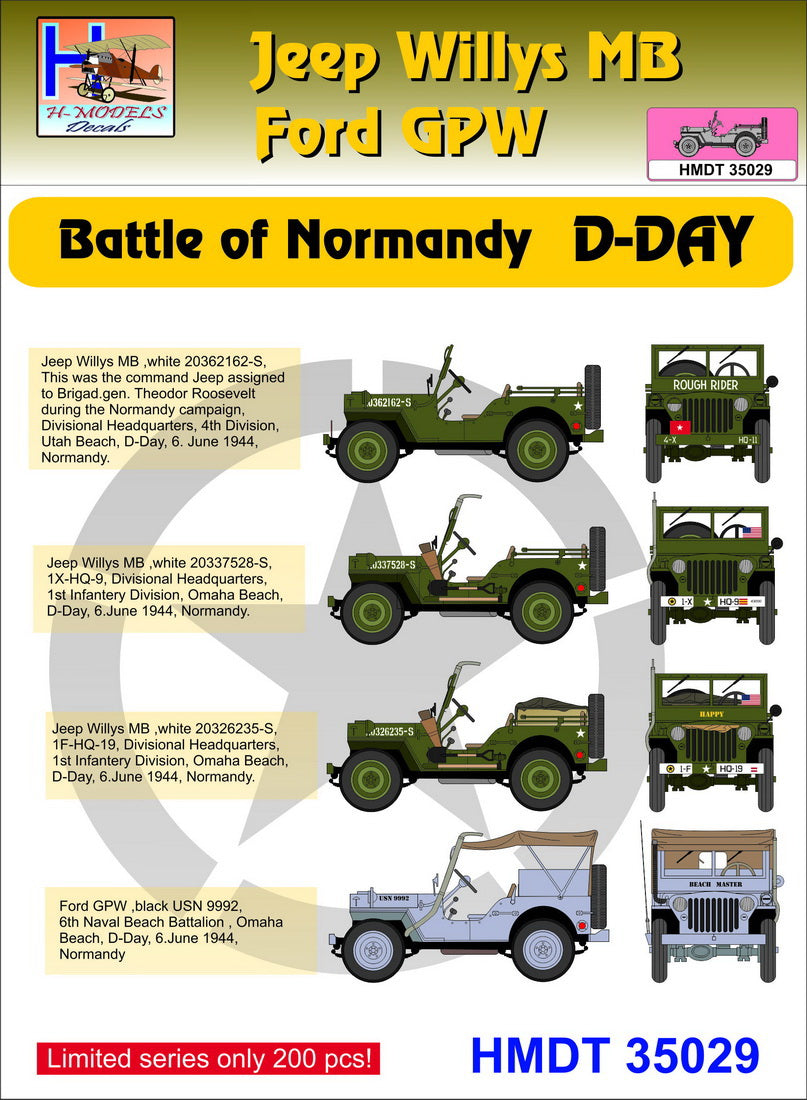 H-Model Decals HMT35029 1:35 Willys Jeep MB/U.S