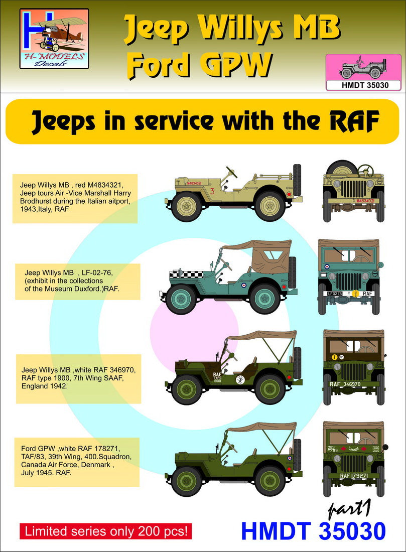 H-Model Decals HMT35030 1:35 Willys Jeep MB/U.S
