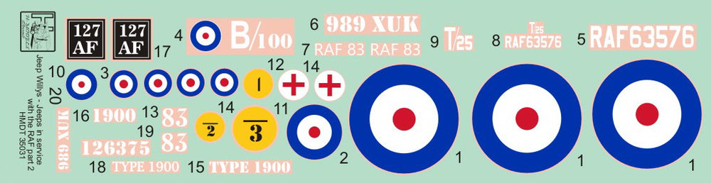 H-Model Decals HMT35031 1:35 Willys Jeep MB/U.S
