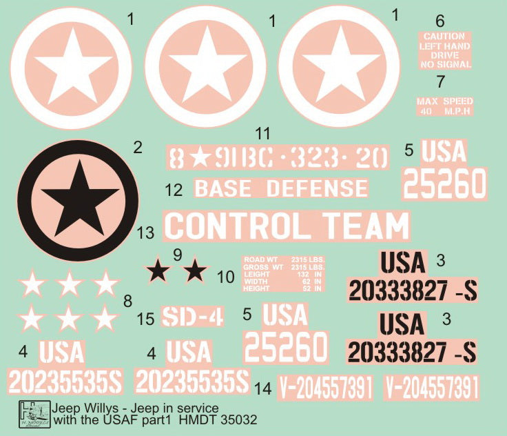 H-Model Decals HMT35032 1:35 Willys Jeep MB/U.S