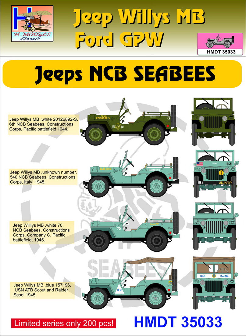 H-Model Decals HMT35033 1:35 Willys Jeep MB/U.S