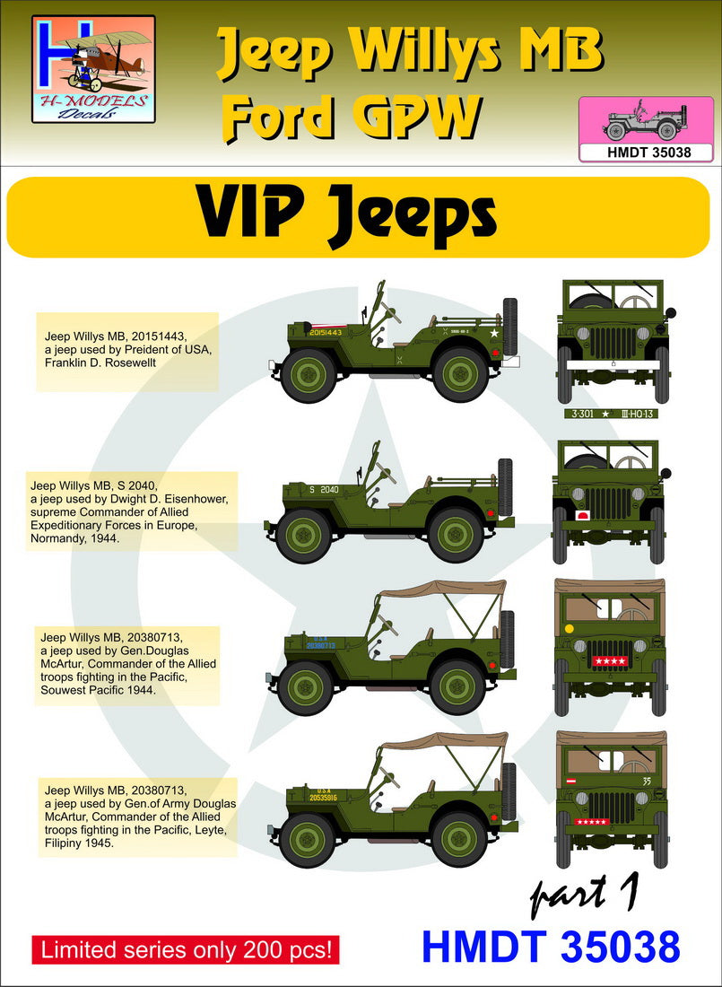 H-Model Decals HMT35038 1:35 Willys Jeep MB/U.S