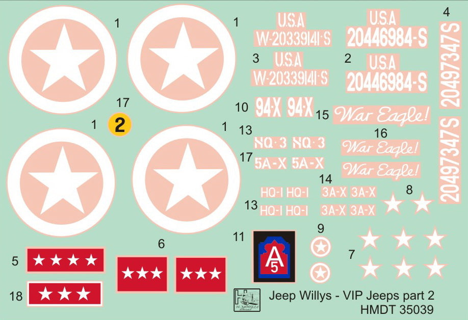 H-Model Decals HMT35039 1:35 Willys Jeep MB/U.S