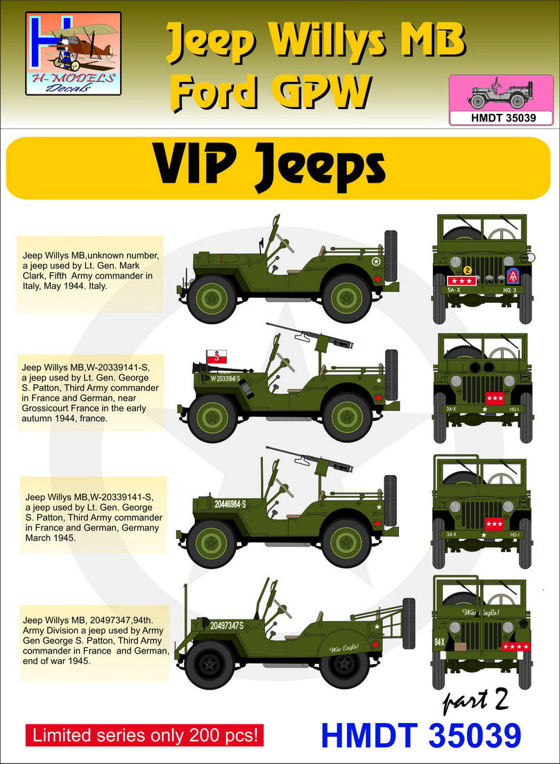 H-Model Decals HMT35039 1:35 Willys Jeep MB/U.S