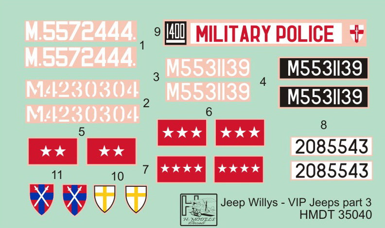 H-Model Decals HMT35040 1:35 Willys Jeep MB/U.S