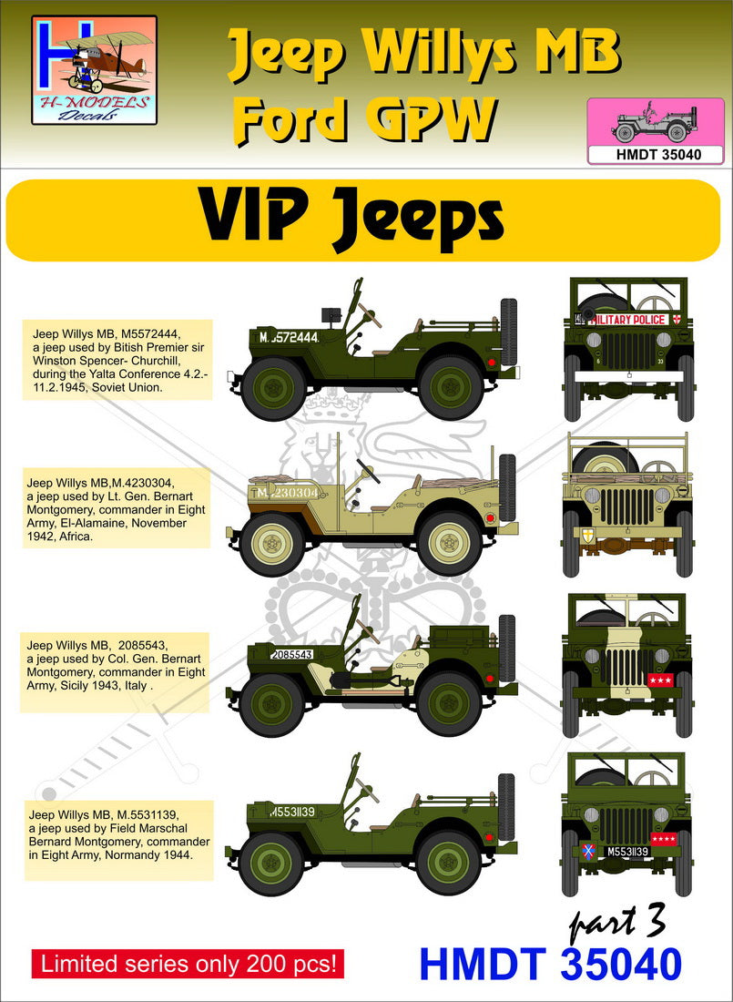 H-Model Decals HMT35040 1:35 Willys Jeep MB/U.S