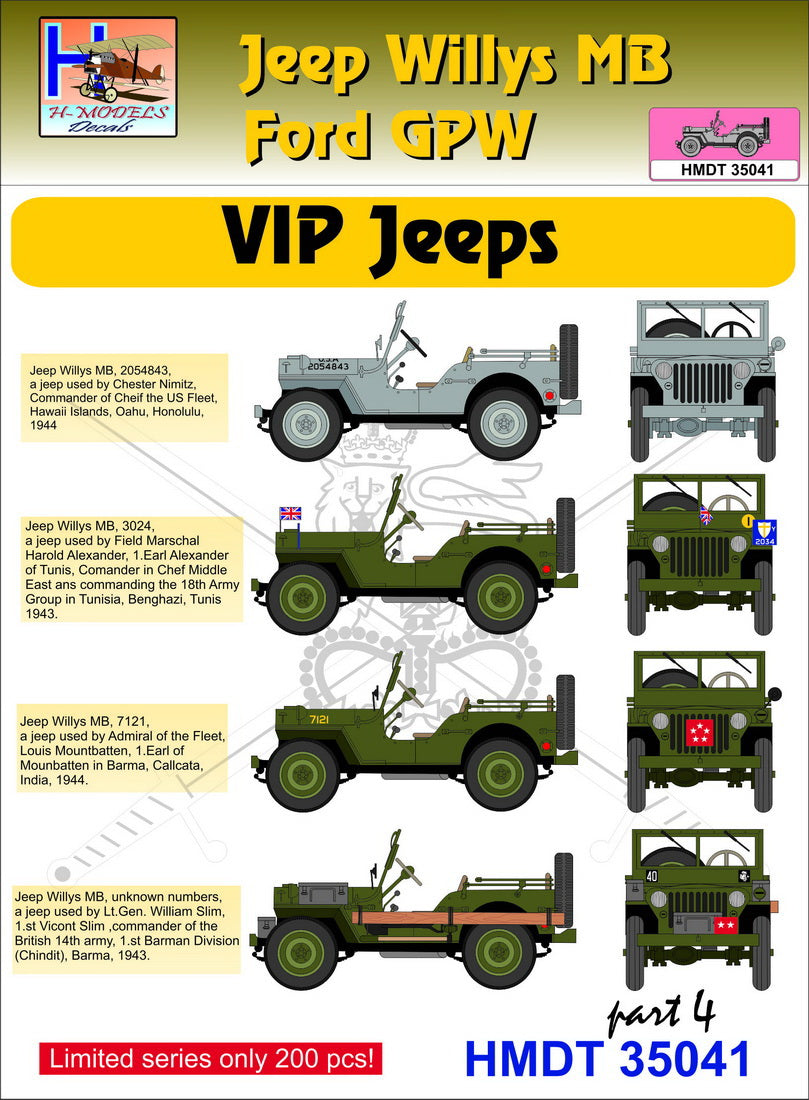 H-Model Decals HMT35041 1:35 Willys Jeep MB/U.S