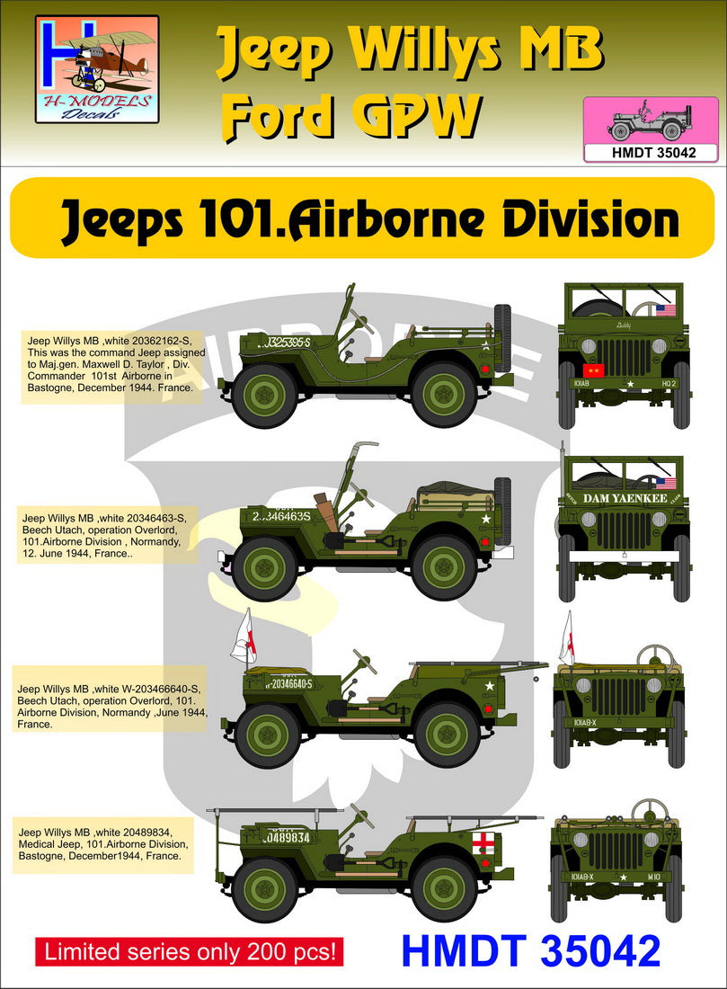 H-Model Decals HMT35042 1:35 Willys Jeep MB/U.S