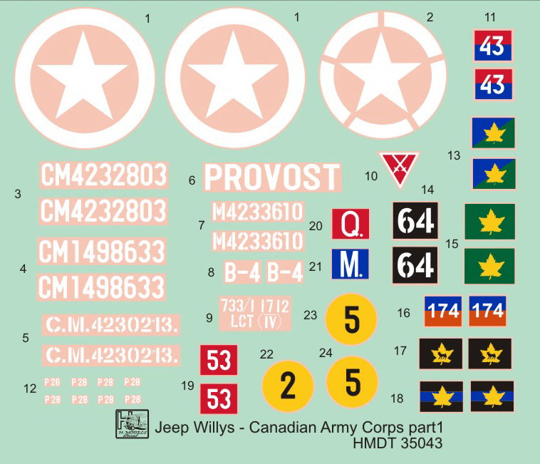 H-Model Decals HMT35043 1:35 Willys Jeep MB/U.S