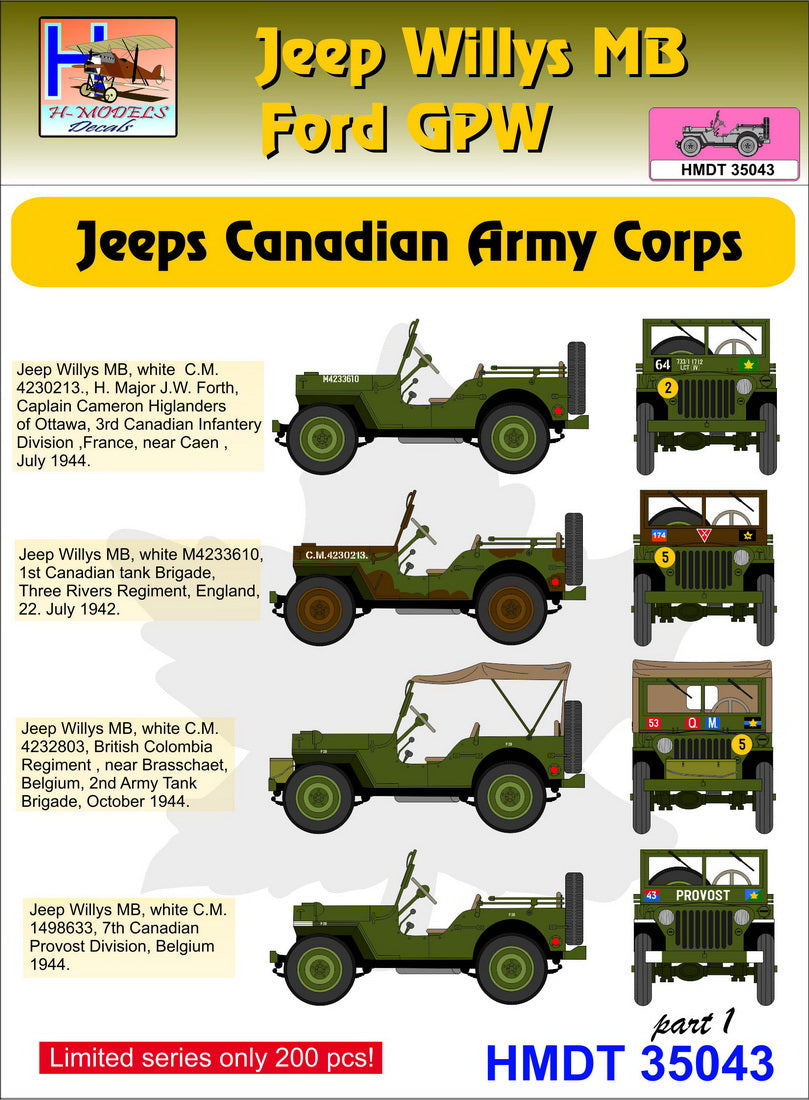 H-Model Decals HMT35043 1:35 Willys Jeep MB/U.S
