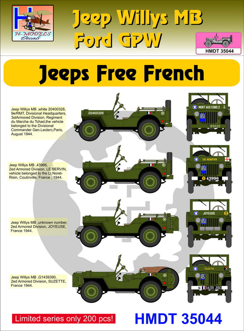 H-Model Decals HMT35044 1:35 Willys Jeep MB/U.S