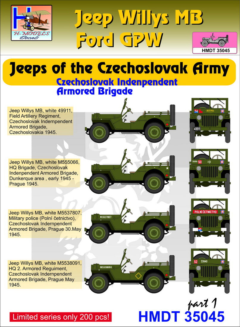 H-Model Decals HMT35045 1:35 Willys Jeep MB/U.S