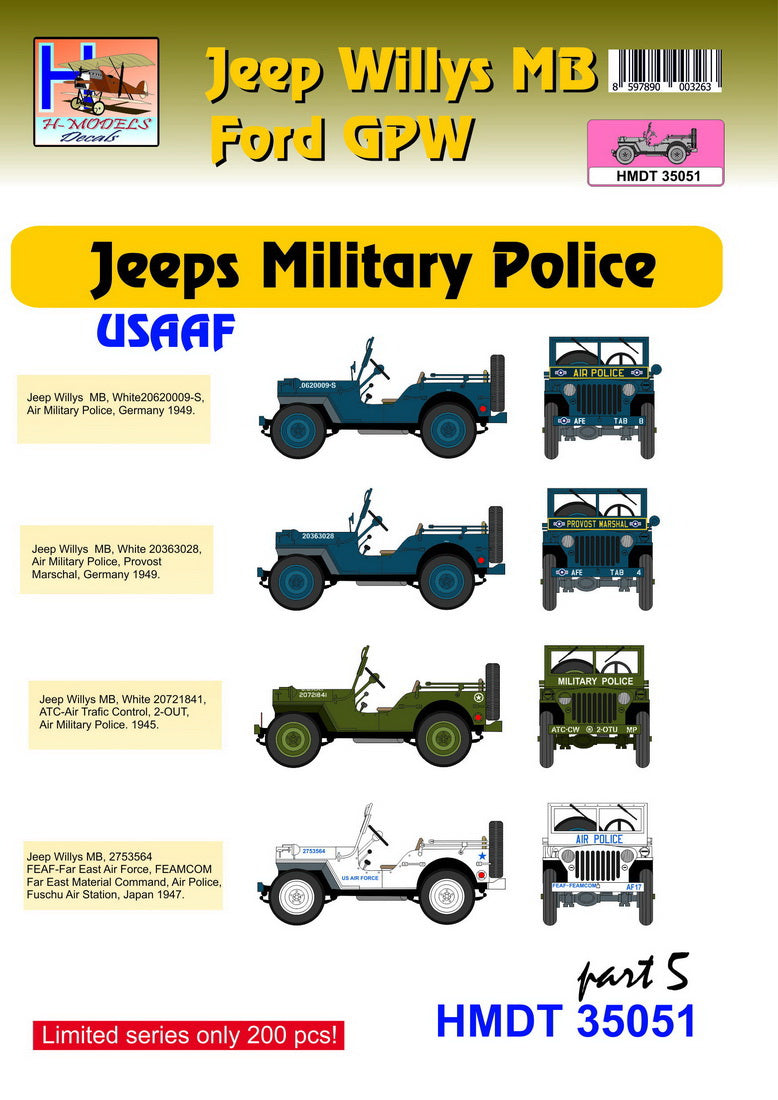 H-Model Decals HMT35051 1:35 Willys Jeep MB/U.S
