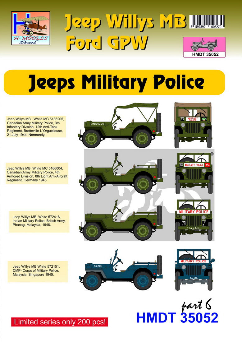 H-Model Decals HMT35052 1:35 Willys Jeep MB/U.S
