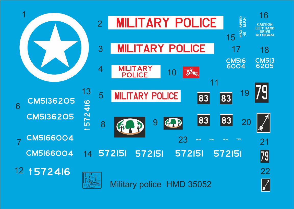 H-Model Decals HMT35052 1:35 Willys Jeep MB/U.S