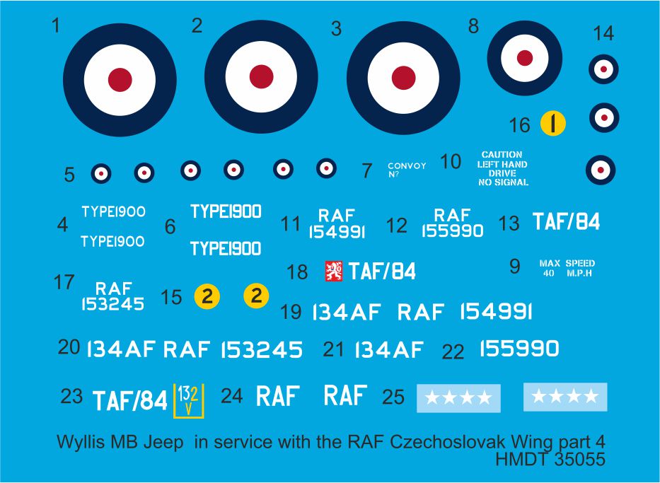 H-Model Decals HMT35055 1:35 Willys Jeep MB/U.S