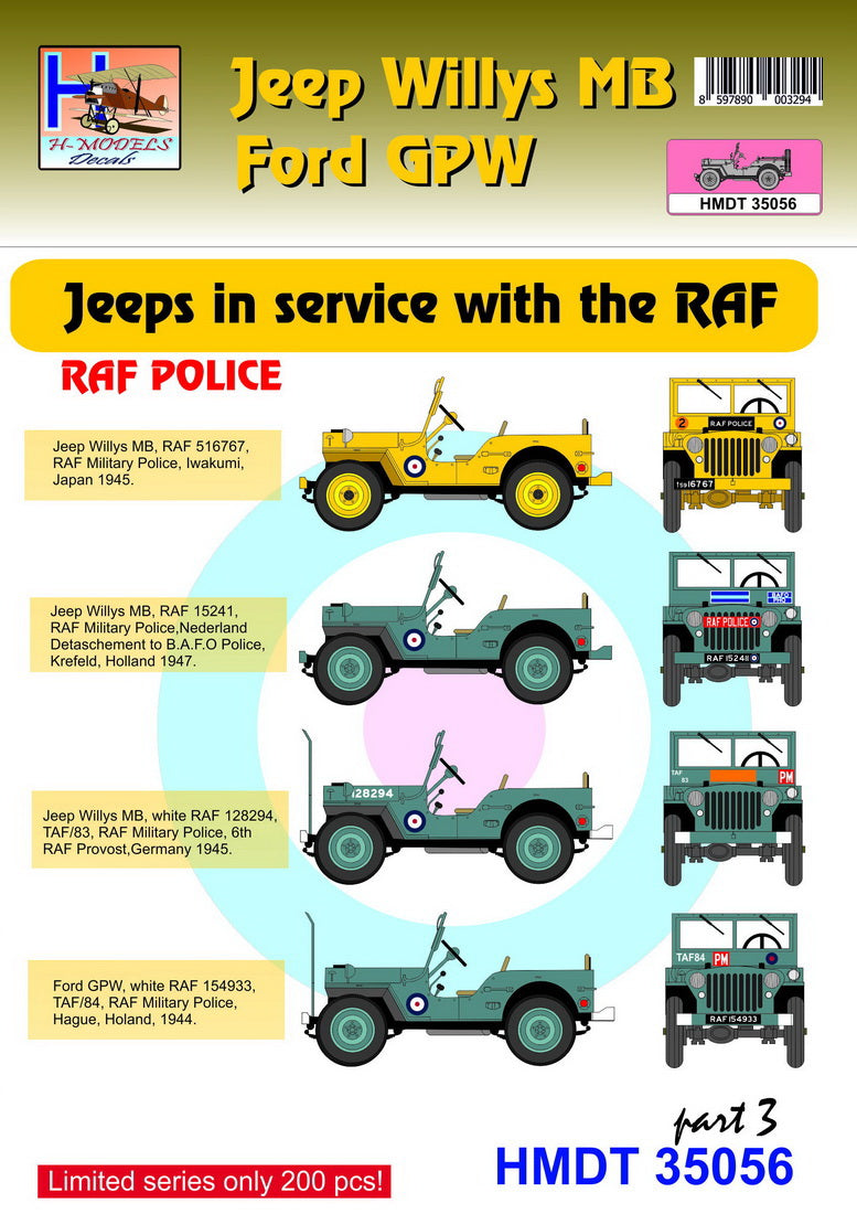 H-Model Decals HMT35056 1:35 Willys Jeep MB/U.S