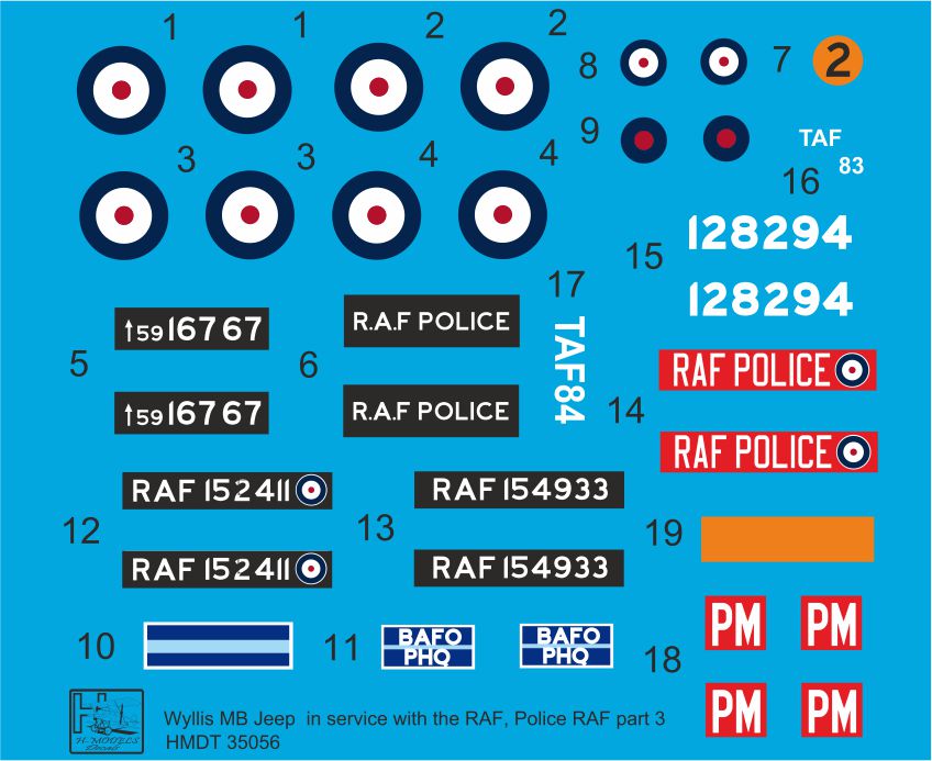 H-Model Decals HMT35056 1:35 Willys Jeep MB/U.S