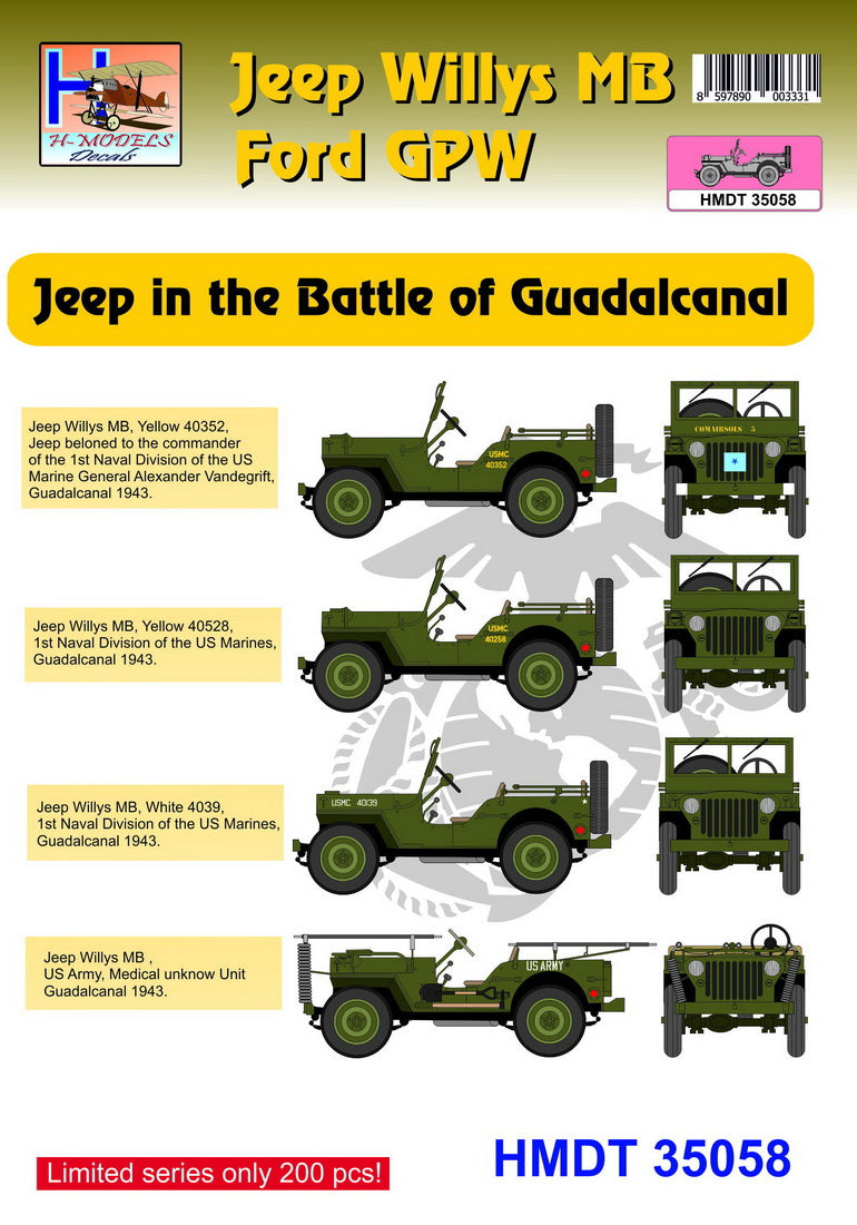 H-Model Decals HMT35058 1:35 Willys Jeep MB/U.S