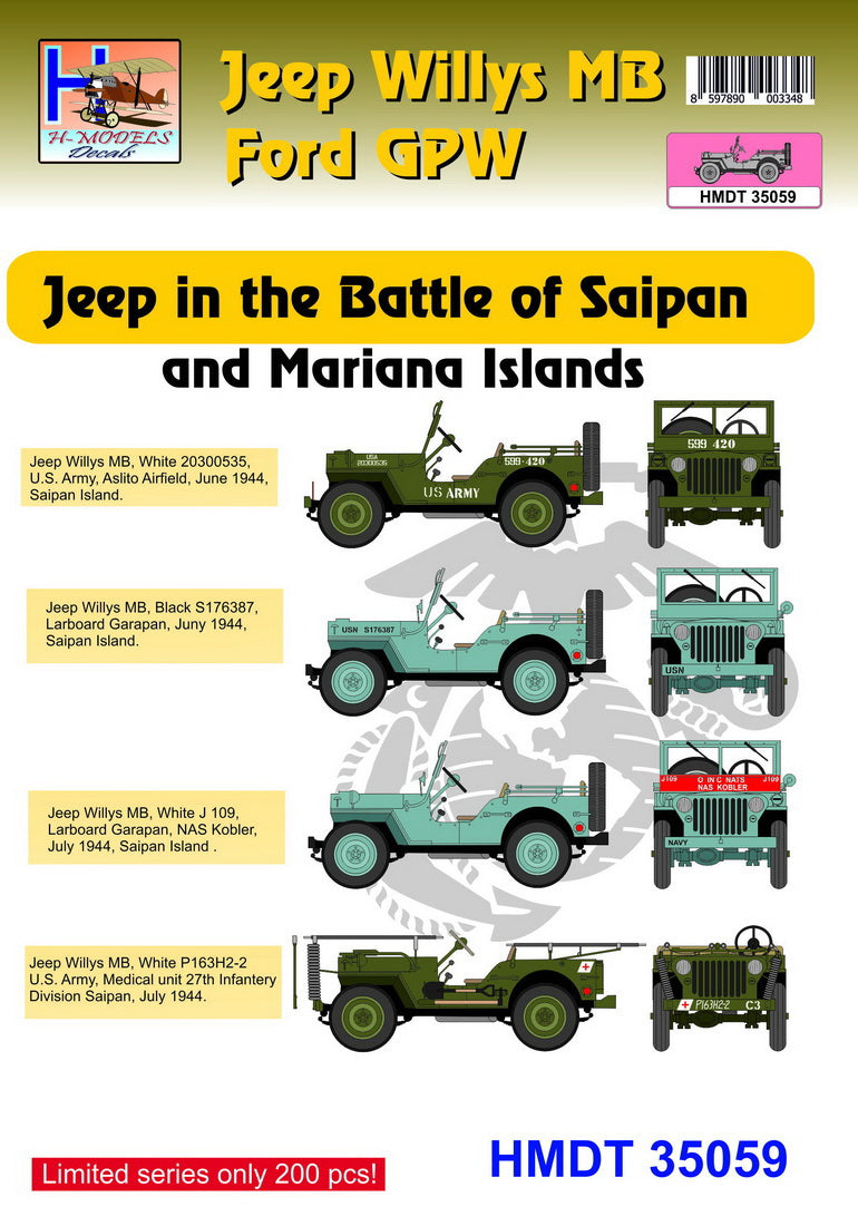H-Model Decals HMT35059 1:35 Willys Jeep MB/U.S