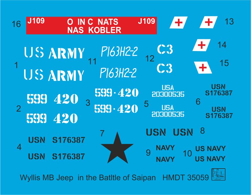 H-Model Decals HMT35059 1:35 Willys Jeep MB/U.S
