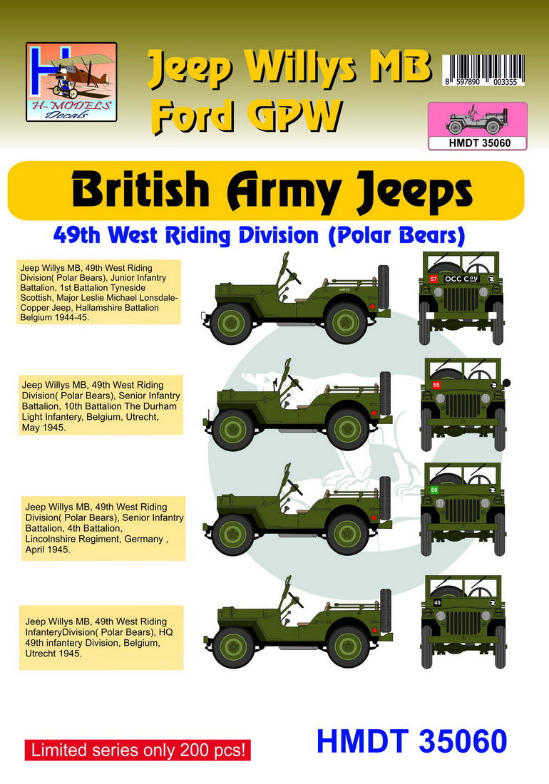 H-Model Decals HMT35060 1:35 Willys Jeep MB/U.S