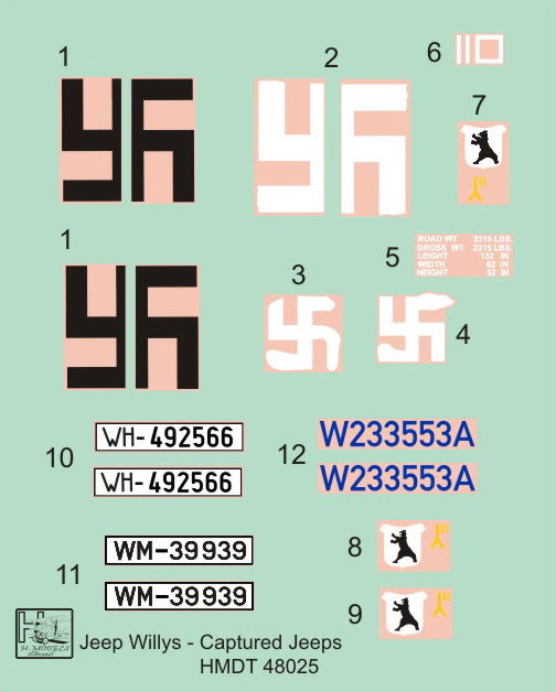 H-Model Decals HMT48025 1:48 Willys Jeep MB/U.S