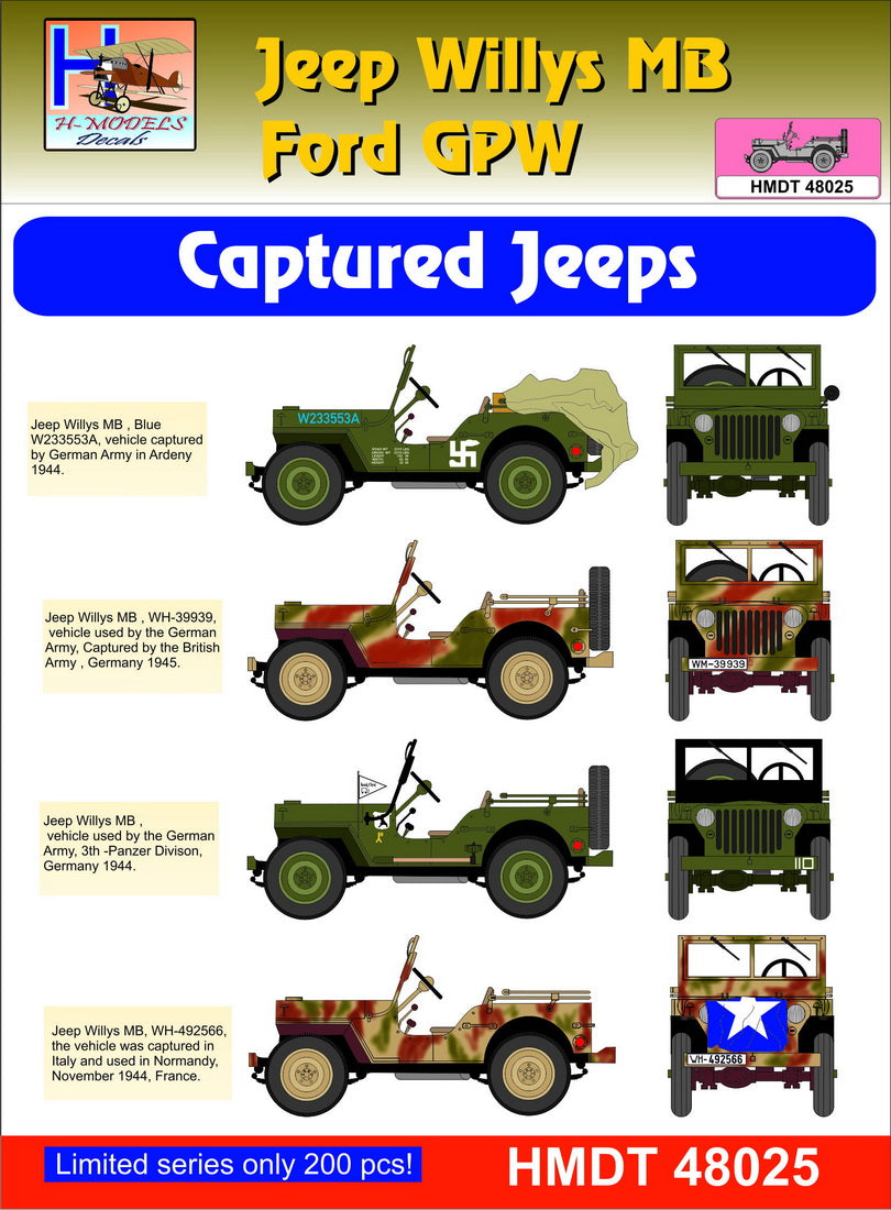 H-Model Decals HMT48025 1:48 Willys Jeep MB/U.S
