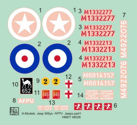 H-Model Decals HMT48028 1:48 Willys Jeep MB/U.S