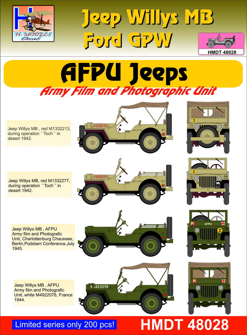 H-Model Decals HMT48028 1:48 Willys Jeep MB/U.S