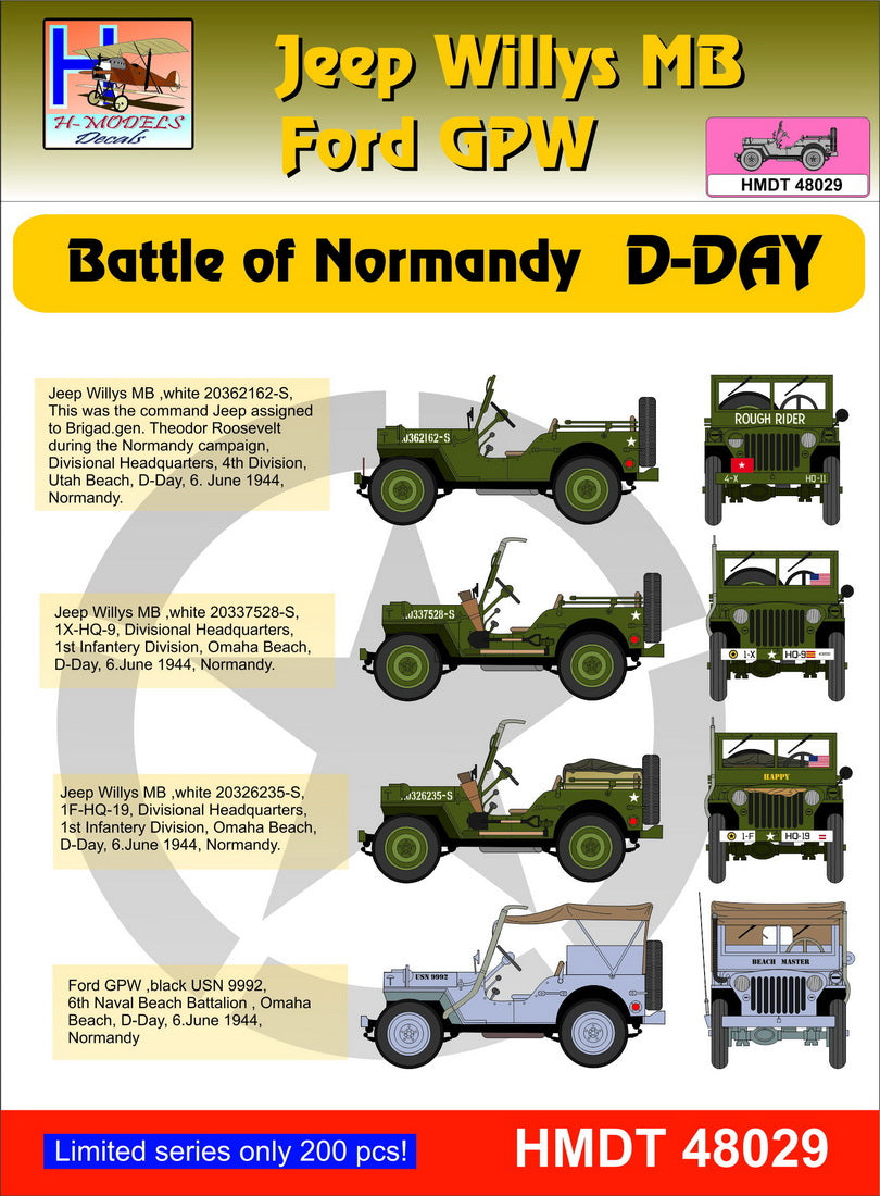 H-Model Decals HMT48029 1:48 Willys Jeep MB/U.S