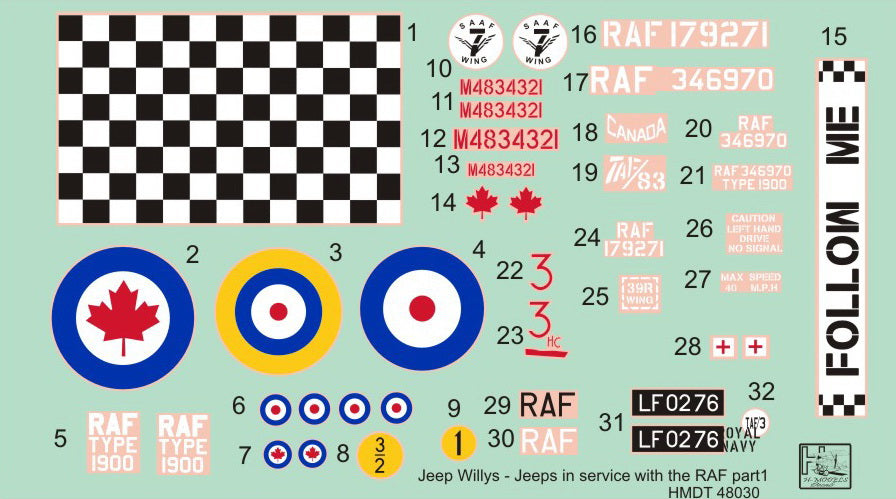 H-Model Decals HMT48030 1:48 Willys Jeep MB/U.S