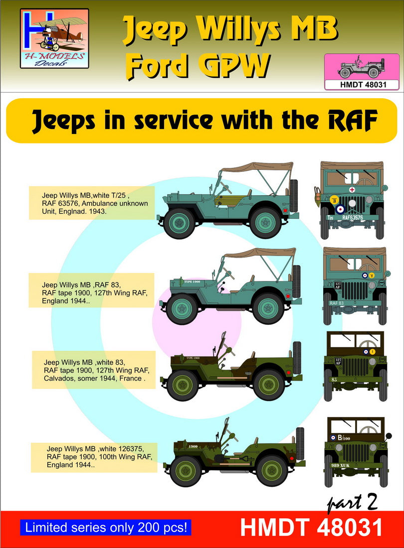 H-Model Decals HMT48031 1:48 Willys Jeep MB/U.S