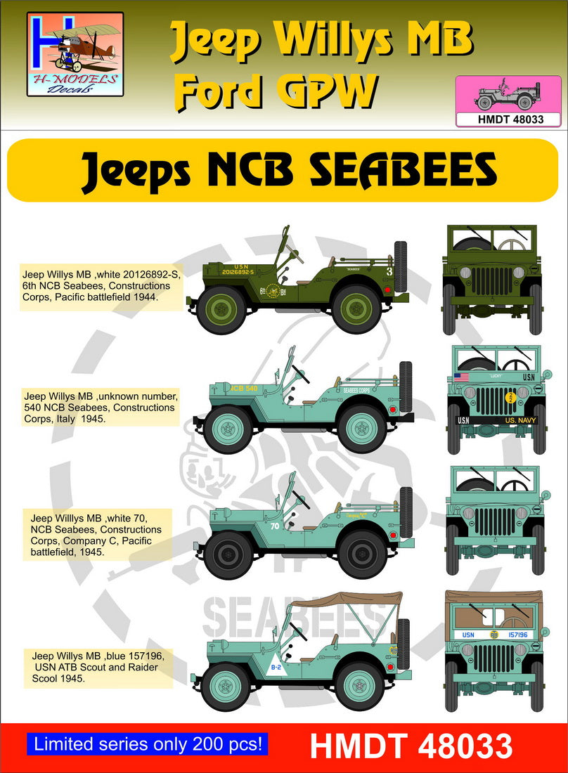 H-Model Decals HMT48033 1:48 Willys Jeep MB/U.S