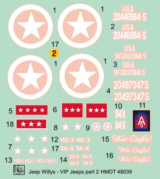 H-Model Decals HMT48039 1:48 Willys Jeep MB/U.S