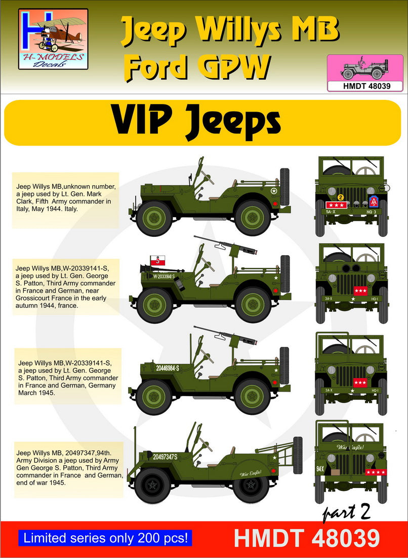 H-Model Decals HMT48039 1:48 Willys Jeep MB/U.S