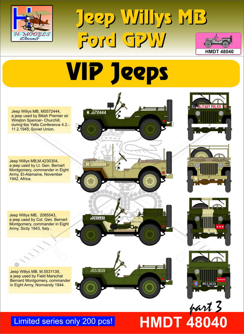 H-Model Decals HMT48040 1:48 Willys Jeep MB/U.S