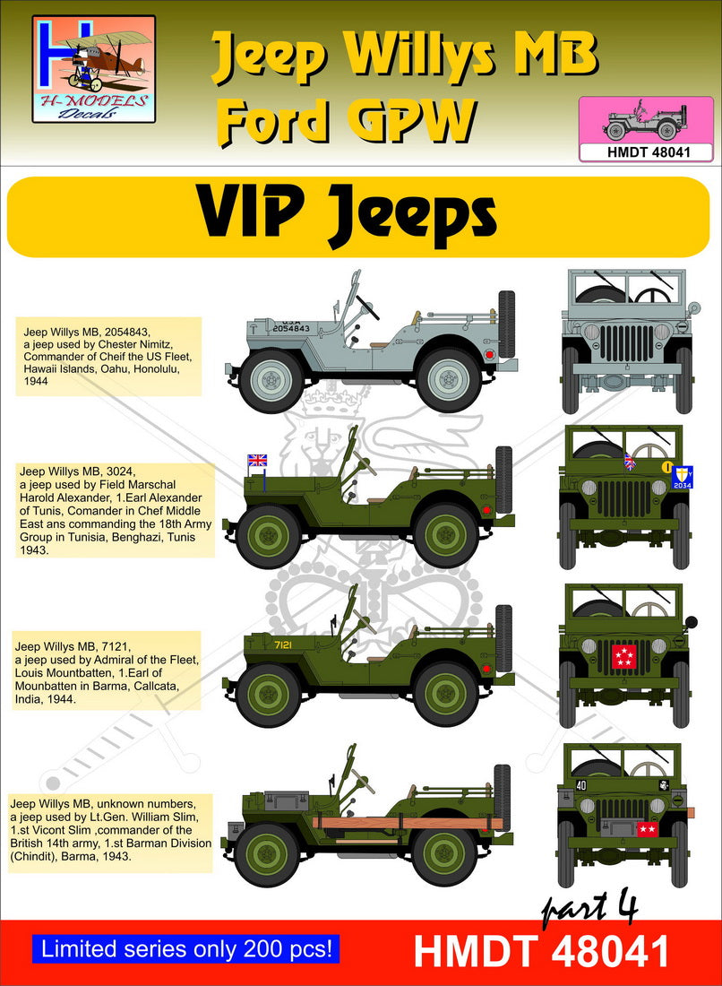 H-Model Decals HMT48041 1:48 Willys Jeep MB/U.S