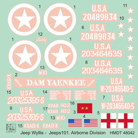 H-Model Decals HMT48042 1:48 Willys Jeep MB/U.S