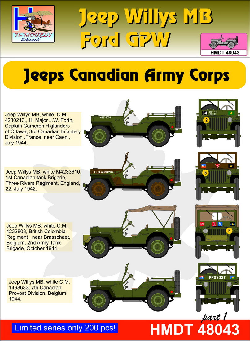 H-Model Decals HMT48043 1:48 Willys Jeep MB/U.S
