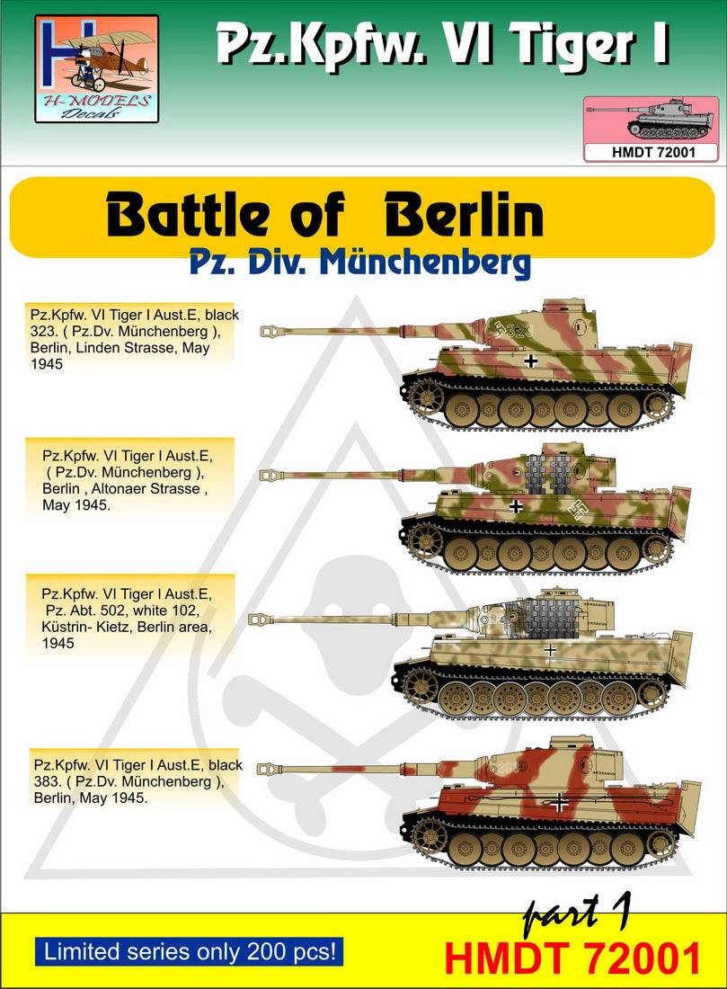 H-Model Decals HMT72001 1:72 Pz.Kpfw.VI Tiger I Battle of Berlin