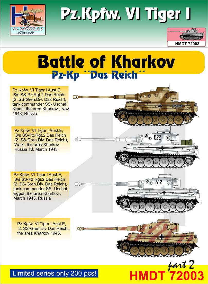 H-Model Decals HMT72003 1:72 Pz.Kpfw.VI Tiger I Battle of Kharkov
