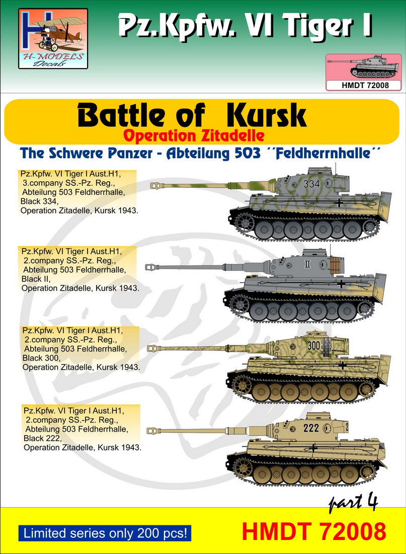 H-Model Decals HMT72008 1:72 Pz.Kpfw.VI Tiger I Battle of Kursk