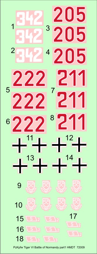 H-Model Decals HMT72009 1:72 Pz.Kpfw.VI Tiger I Battle of Normandy
