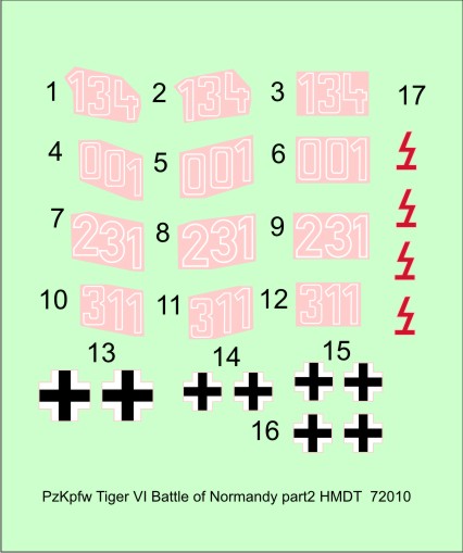 H-Model Decals HMT72010 1:72 Pz.Kpfw.VI Tiger I Battle of Normandy