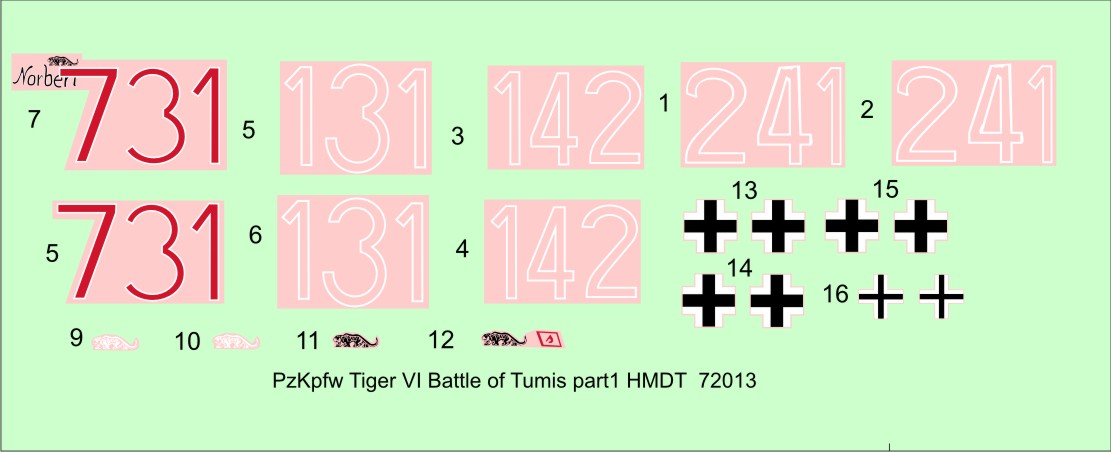 H-Model Decals HMT72013 1:72 Pz.Kpfw.VI Tiger I Tunis 1942-43