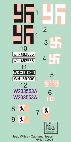 H-Model Decals HMT72025 1:72 Willys Jeep MB/U.S