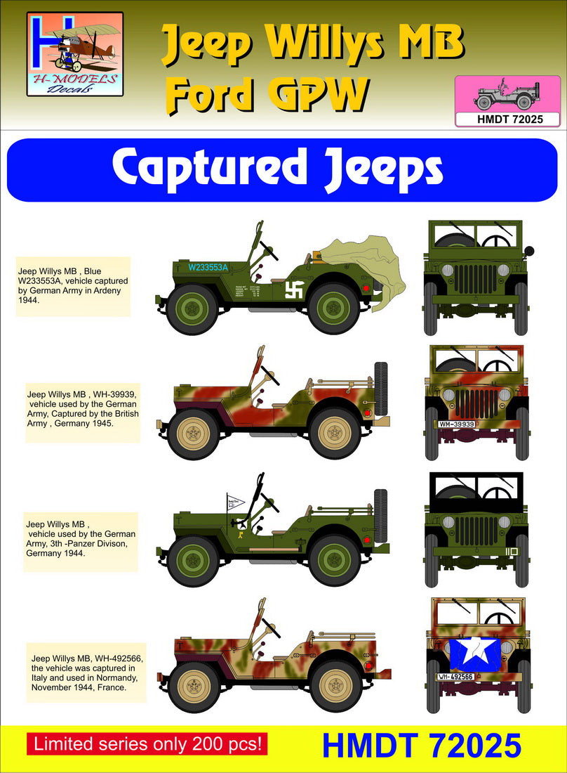 H-Model Decals HMT72025 1:72 Willys Jeep MB/U.S